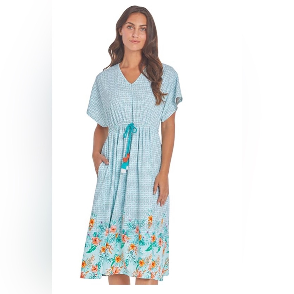 Cabana Life Cayman Coverluxe tie waist Midi Dress L/XL NWT
